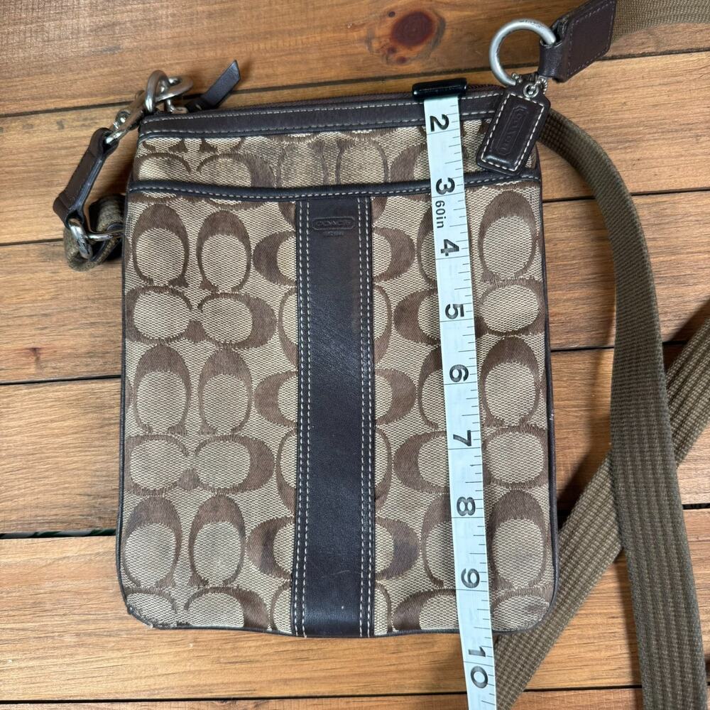 Coach Signature Jacquard‎ Crossbody Shoulder Bag Brown Canvas/Leather - Picture 8 of 8